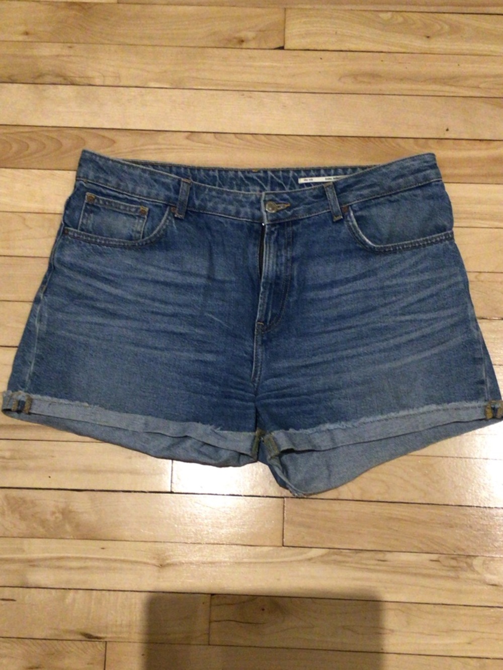 Zara Medium Blue Cuffed Denim Shorts
